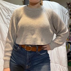 Slouchy Cotton/Acrylic Cropped Sweater